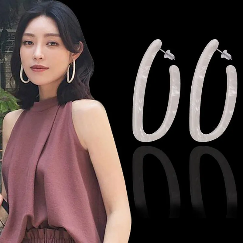 Женские акриловые серьги гвоздики простые геометрические с пластиком|fashion stud