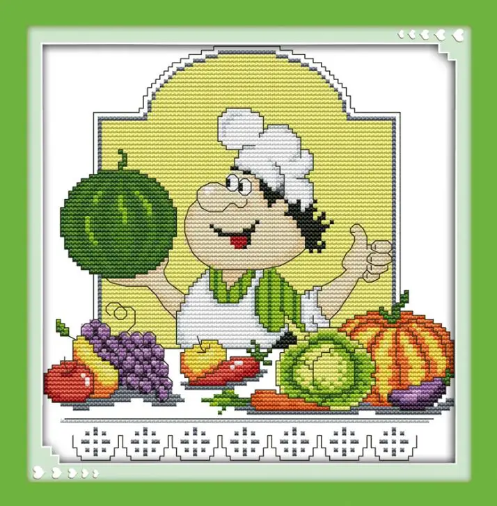 K761-1 Joy Sunday Humor Chef Серия Холст DMC Счетный Китайский Набор для вышивки крестом Набор для вышивки рукоделие - Цвет: K761-1