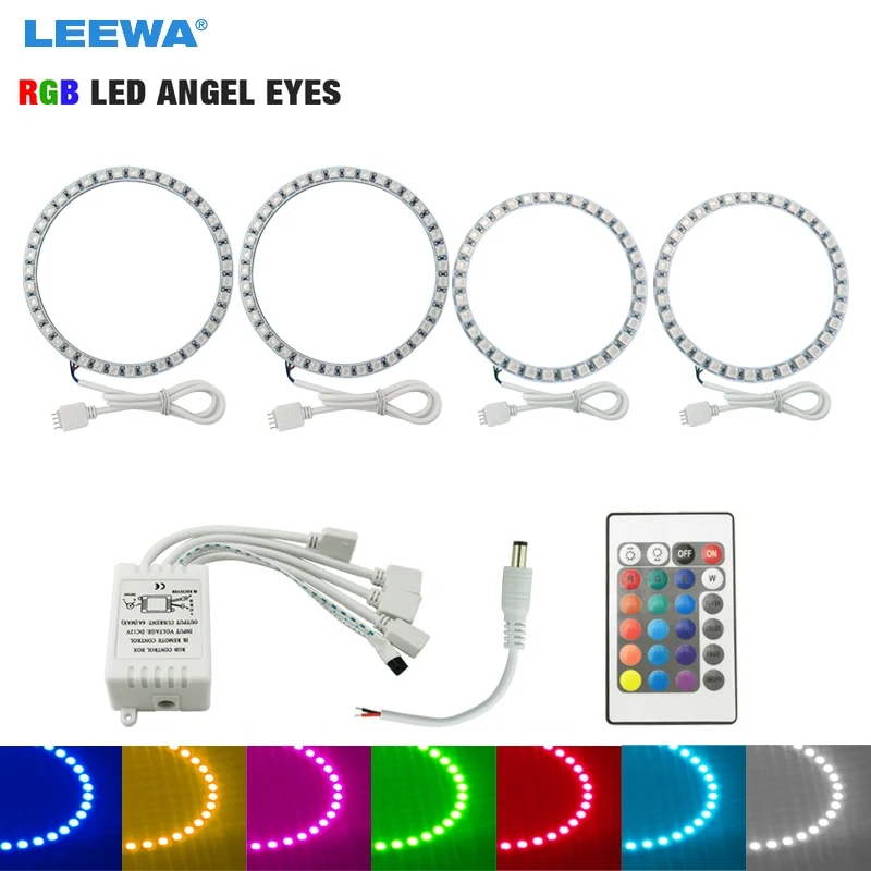 LEEWA 2x100мм 2x120мм автомобильный пульт дистанционного управления RGB LED 4 шт.