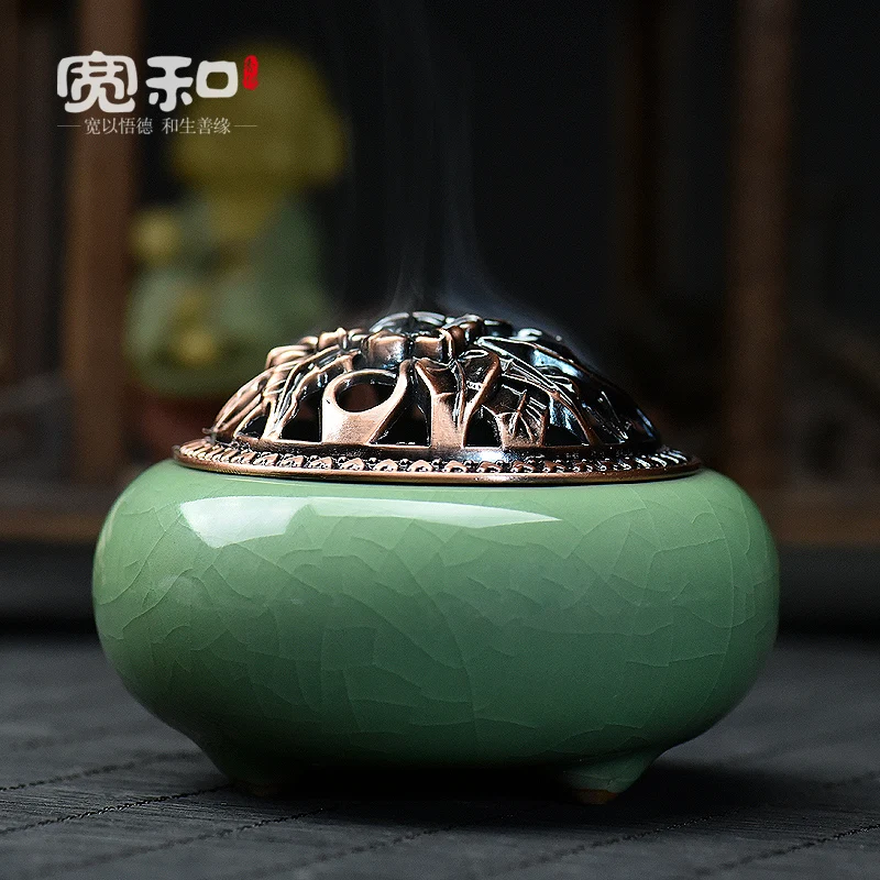 

Small incense burner ceramic aromatherapy furnace incense coil antique aroma incense burner sandalwood furnace incense holder