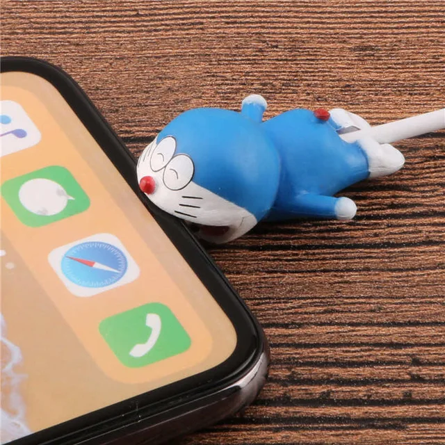 Doraemon Кукла животного из мультфильма, кабель для защиты от укуса, органайзер для намотки, держатель для провода для iPhone 5 6s 7 8 plus x Кабель - Цвет: Doraemon