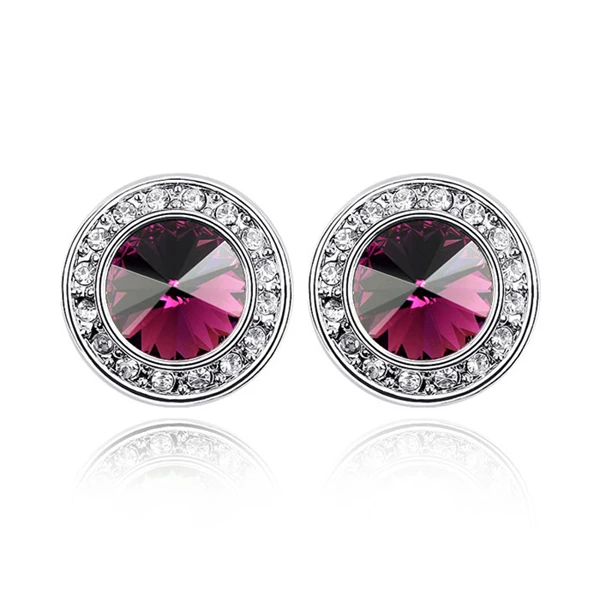 Baffin оригинальные кристаллы от Swarovski Макси круглые серьги гвоздики для женщин Lover пирсинг Серебряный цвет массивные Ювелирные изделия Подарки - Окраска металла: Amethyst
