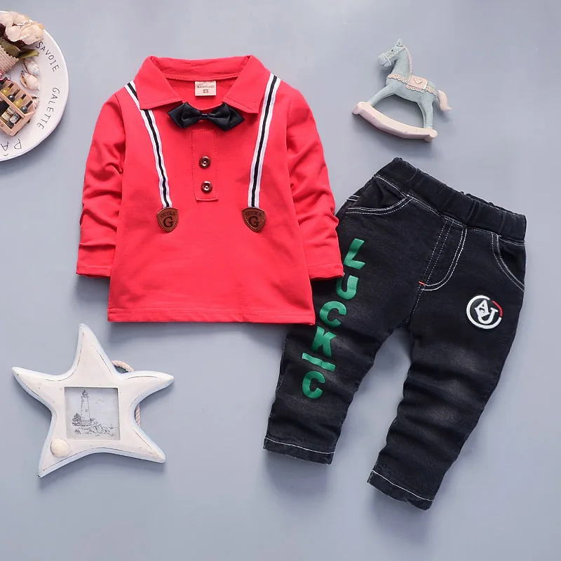 BibiCola newborn baby autumn clothing sets toddler spring cotton gentleman sweatshirt+pants 2pcs tracksuits for boys infant suit |