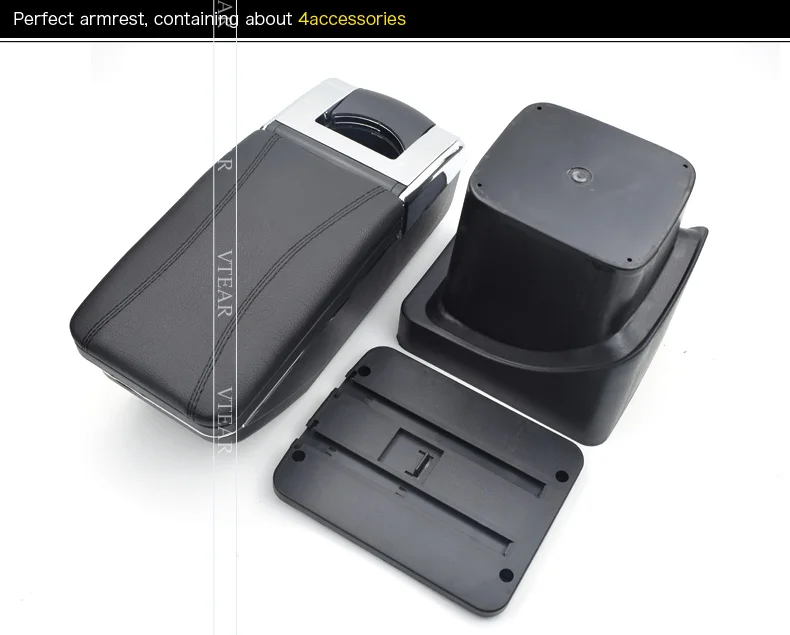 Vtear для Ford Focus mk2, подлокотник, автомобильная центральная консоль, коробка для хранения, подлокотник, защита, внутренние части, аксессуары для автомобиля, авто подлокотник для авто
