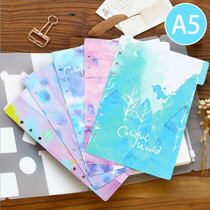 Colorful World Dividers Index page Notebook Planner Accessories Bookmark Plate 5 sheets/Set for Dokibook Cute Gift Stationery 