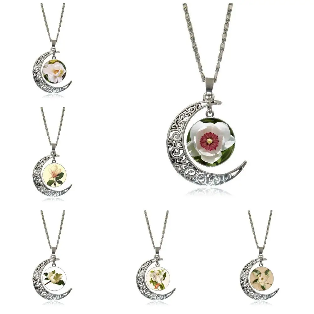 Ожерелье-чокер из стекла и кабошона подвеска в виде Луны ожерелье серебряного