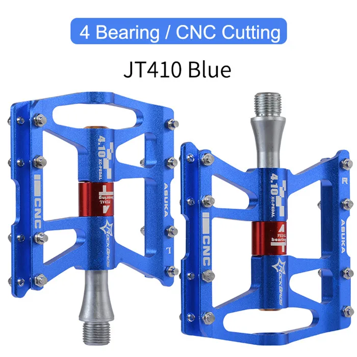 JT410 Blue ROCKBROS 4 Подшипники Педали Велосипеда противоскользящие Сверхлегкие ЧПУ MTB Горные Велосипедные Педали Запечатаные Подшипник Педали Велосипедные Аксессуары - Цвет: JT410 Blue