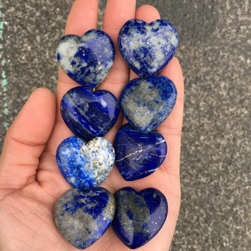 

8pcs high quality polished lapis lazuli heart natural energy stone shaped gemstones as gift for making jewelry