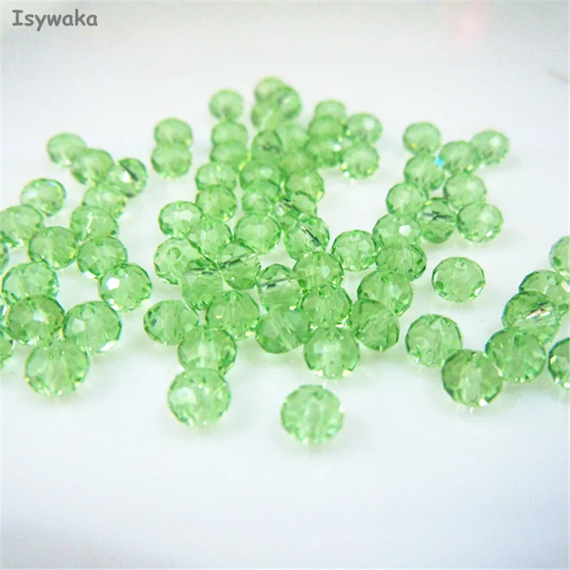 Light Green Isywaka серебристо-белый цвет 3*4 мм 145 шт Австрийские граненые Хрустальные стеклянные бусины Круглые бусины для изготовления ювелирных изделий - Цвет: Light Green