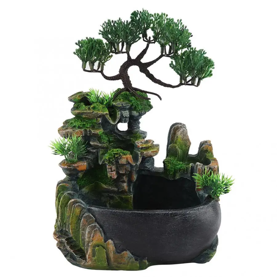 Home Decoration Accessories Garden Decoration Waterfall Desktop Fountain With Color Changing Led Lighting Zen Meditation