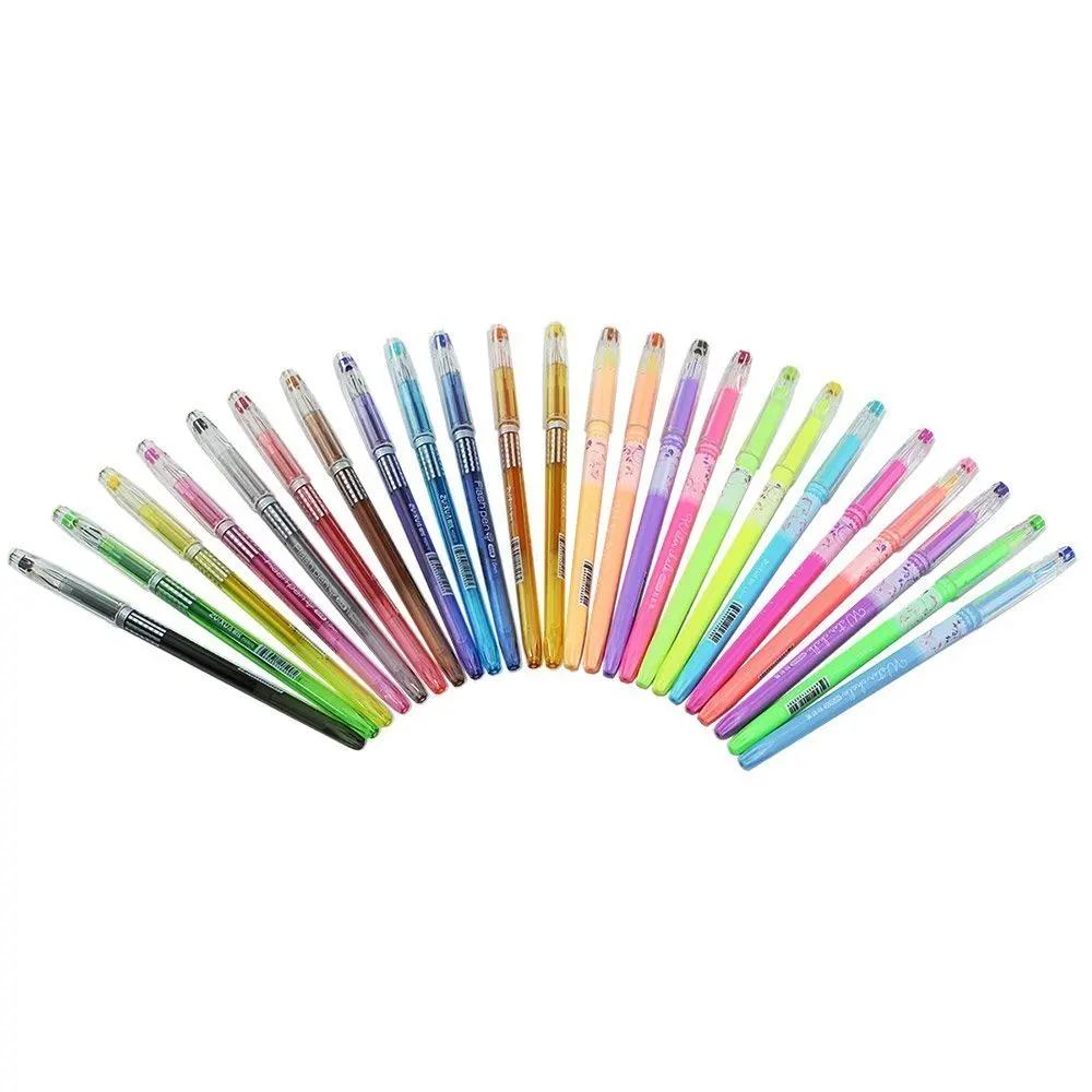 Цветные гелевые ручки с пластиковым чехлом 24 ярких цвета неоновые блестки