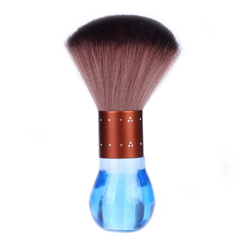 blue Мягкая Черная Шея Лицо Duster Dispencer Салон Щетка для волос расческа парикмахерская с хрустальной ручкой - Цвет: blue