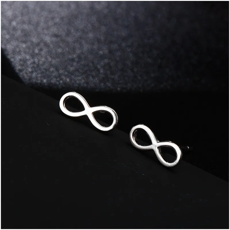 Серьги гвоздики из 100% стерлингового серебра 925 пробы с надписью Infinity Love Модные