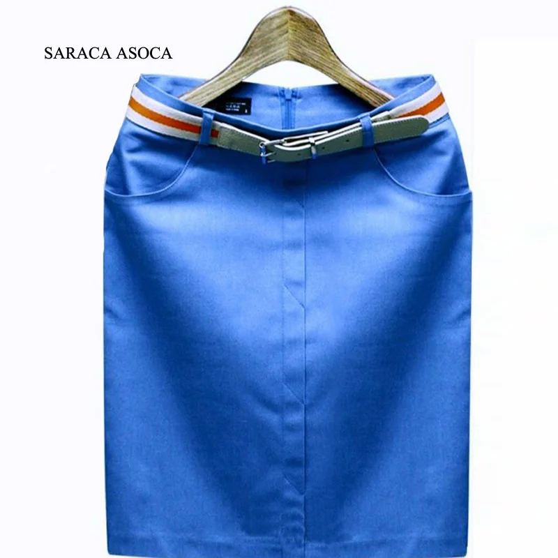 Юбка женская прямая до колен однотонная модная с завышенной талией 4 цвета