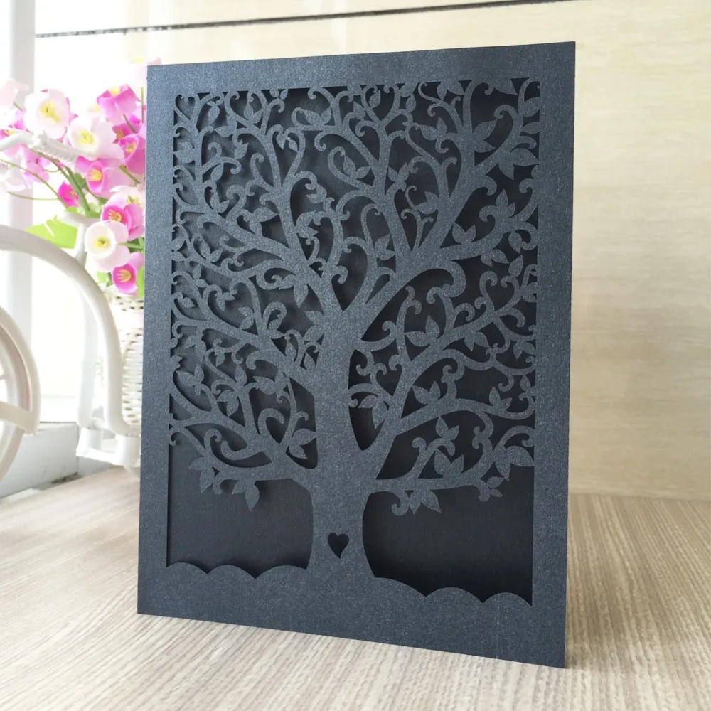 

30pcs/lot free shipping new arriaval 2017 love heart and tree design party invitations invitation cards for wedding/birthday