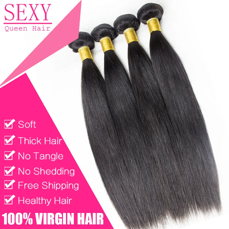 7А Перуанский Девы Волос Прямо С Закрытием 4 Связки 5 Шт. Человеческие Волосы