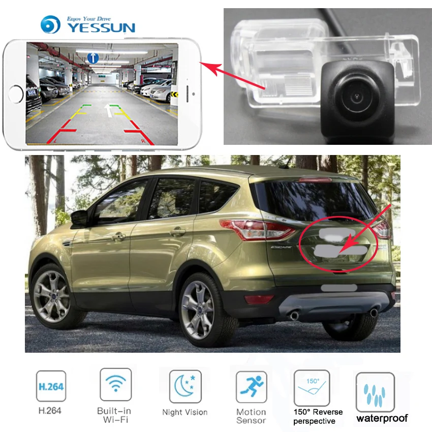 YESSUN новая Ariival для Ford kuga Escape 2013 2015 2017 2018 MK2 ночное видение номерной знак резервная