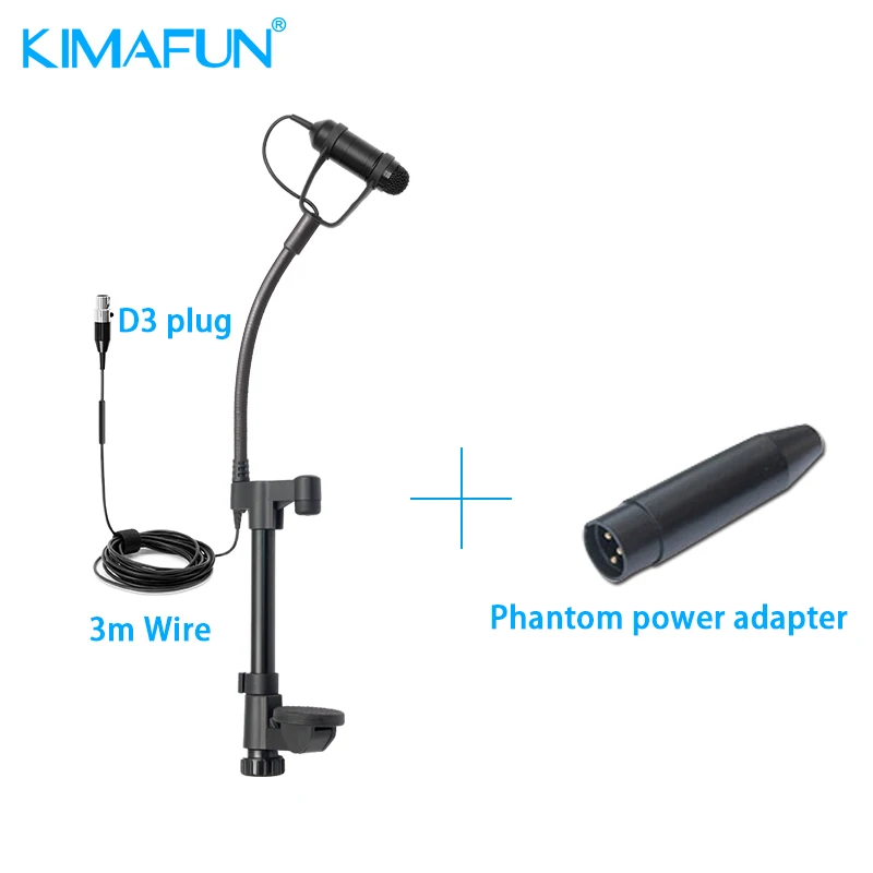 KIMAFUN KM-CX100 портативный Проводной конденсаторный музыкальный инструмент гусиная шея микрофон для гитары скрипки альт виолончель мандолин - Цвет: D3 plug add phantom