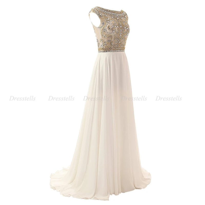 Dresstells Custom Made O-neck Cap Sleeves Beading A-line Long Prom Dress Evening Formal Vestidos | Свадьбы и торжества