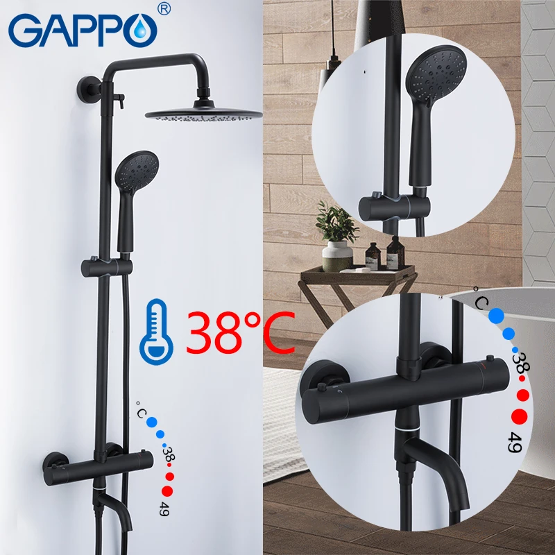 

GAPPO shower faucet brass bathroom rainfall shower sets wall mounted thermostatic mixer tap waterfall bathtub faucets