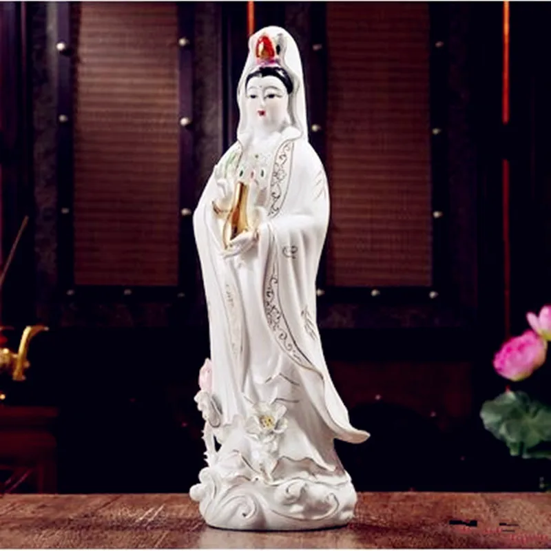 Белая фарфоровая статуэтка Guanyin Будда Авалокитешвара 35 см Керамическая