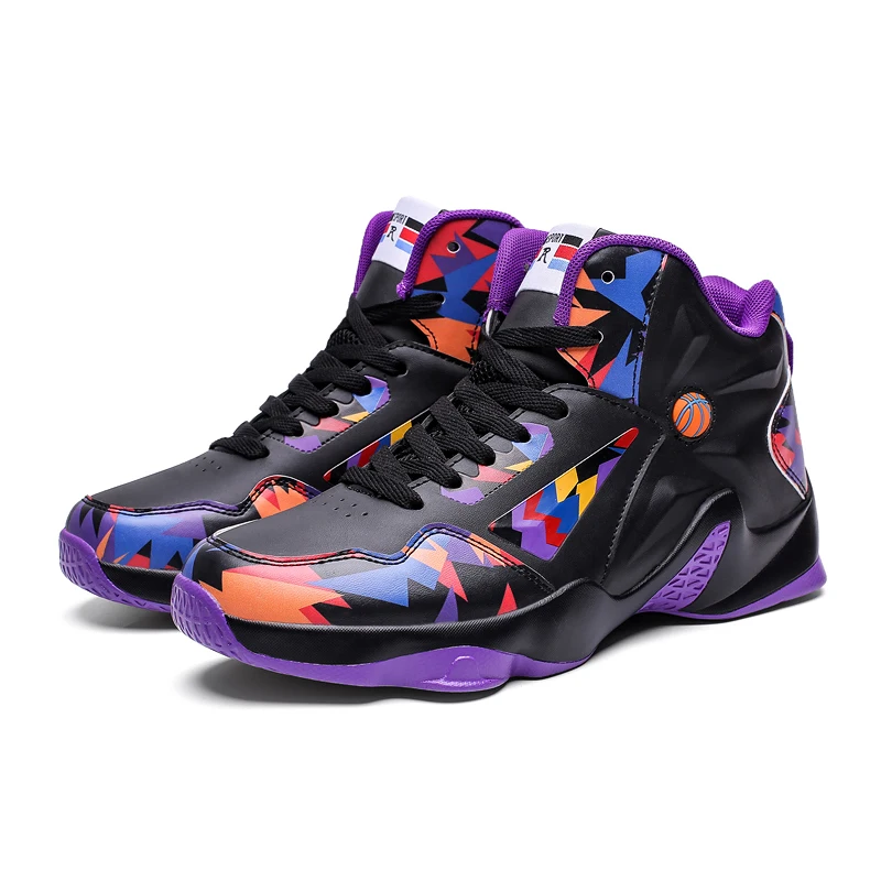 Blackpurple Moipheng NEW Women Sneakers Fashion Basket Shoes Black Graffiti Unisex High Top Lover Shoes Plus Size 11 Chunky Famale Men Shoes - Цвет: Blackpurple