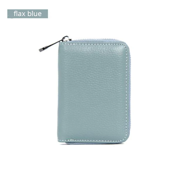 flax blue Женский бизнес-держатель для карт из натуральной кожи, кошелек для кредитных карт, чехол для ID, Rfid кошелек, Дамский кошелек для монет, маленький кошелек - Цвет: flax blue