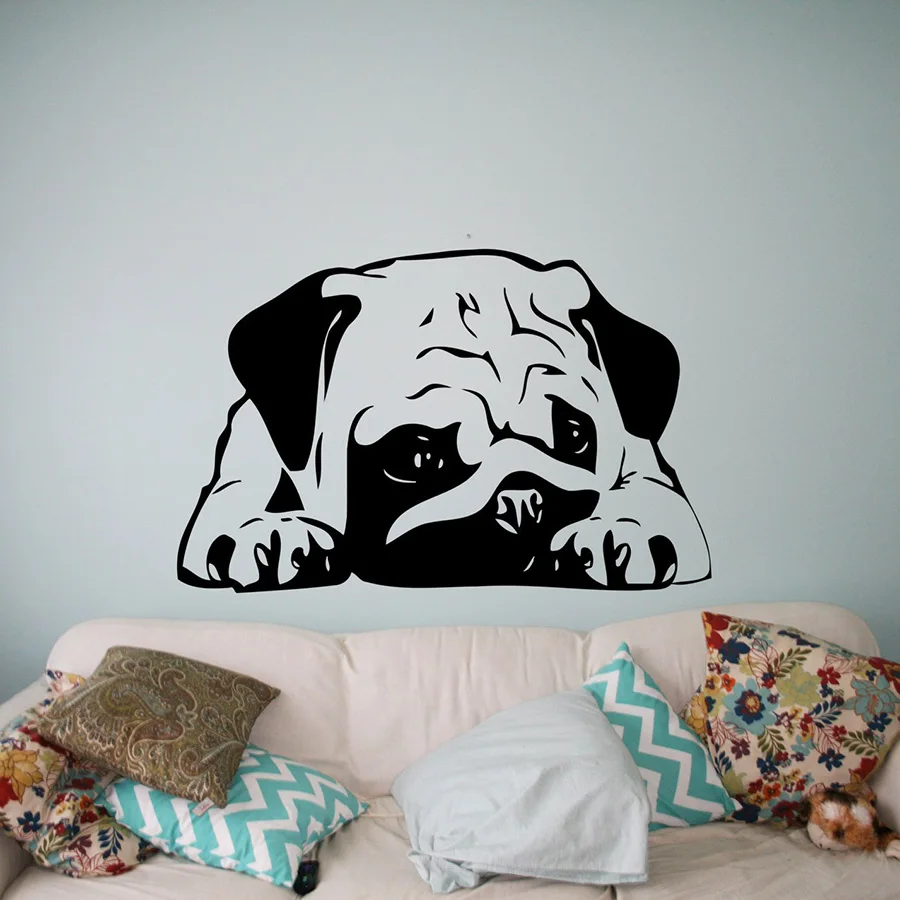 Виниловая наклейка для сна в виде щенка мопса милая интерьера комнаты спальни