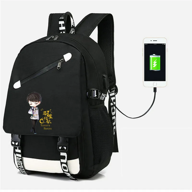 Рюкзак для роликовых коньков Yuri on ice сумка через плечо с USB путешествий школьников