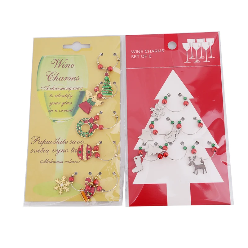 Christmas Wine Glass Decoration Charms Party New Year Cup ring Table Decorations Xmas christmas decorations for home navidad | Дом и сад