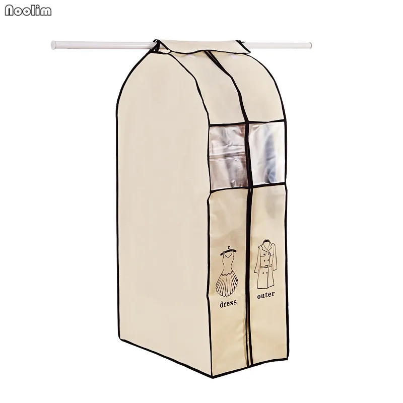 Beige Подвесной Прозрачный чехол для одежды для защиты от пыли Большая вместительная сумка для одежды для костюма брюки платье пальто Органайзер шкаф сумка для хранения - Цвет: Beige