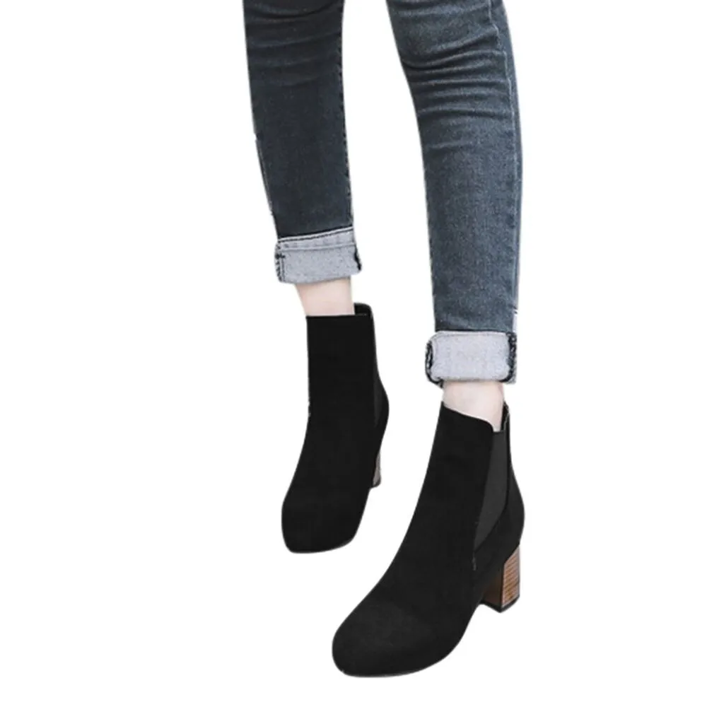 SAGACE hot women boots New Fashion Leopard-Printed Short Plush Winter Warm Shoes High-Heeled Slip-On Ankle Boot mujer#35