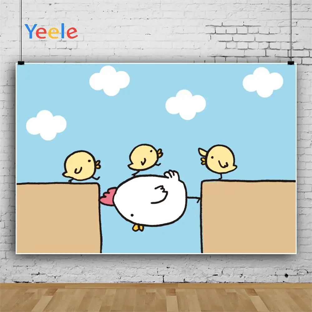 Yeele голубое небо белые облака курица игра дети фотографии фоны индивидуальные