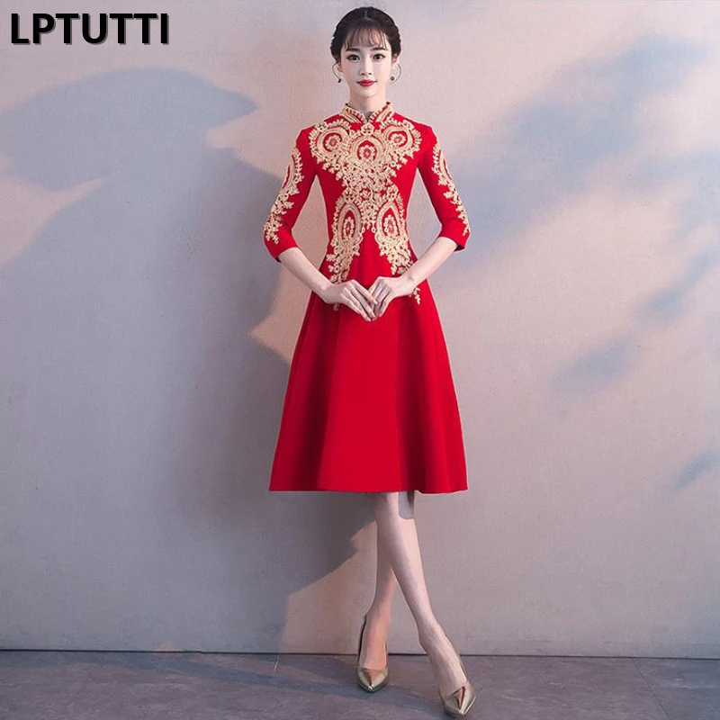 LPTUTTI Кружева Cheongsam Новые Сексуальные женские размера плюс, праздничные элегантные вечерние платья, Необычные Короткие Роскошные коктейльные платья
