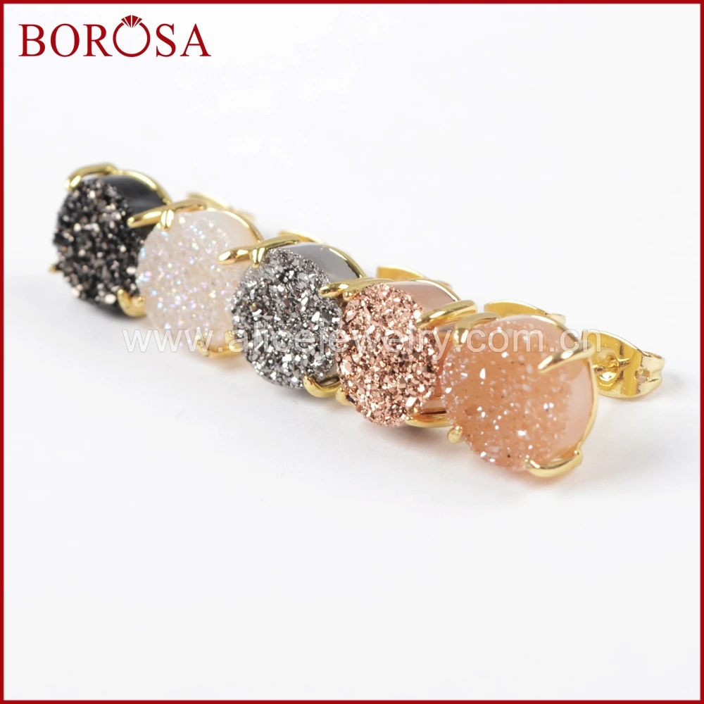 BOROSA новые элегантные золотые классические серьги-гвоздики для женщин модные