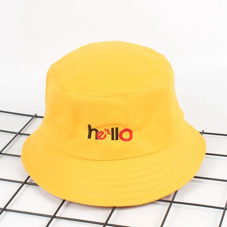 Новая Вышивка HELLO Bucket Hat летняя уличная туристическая Кепка Bob хип-хоп Gorros для