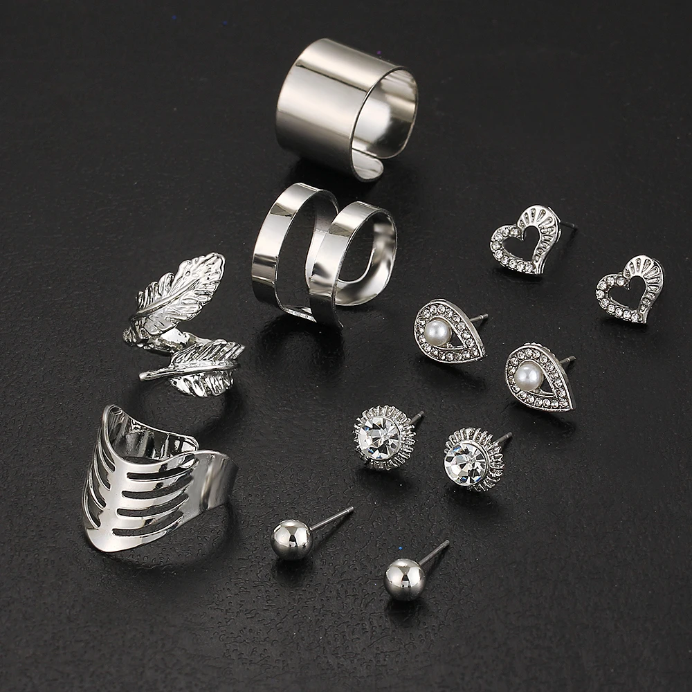 Женский комплект колец на фалангу IF ME Модный с кристаллами и искусственным