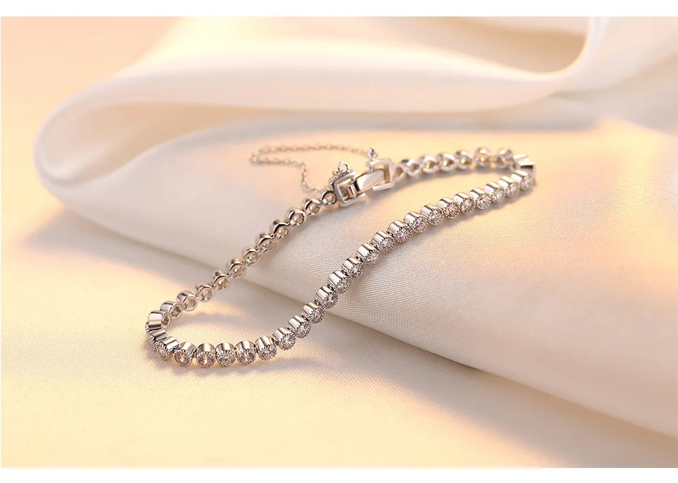 CJZBGJJE00138S925 Sterling Silver Bracelet with AAA Zircon Korean Exquisite Women's Jewelry | Украшения и аксессуары
