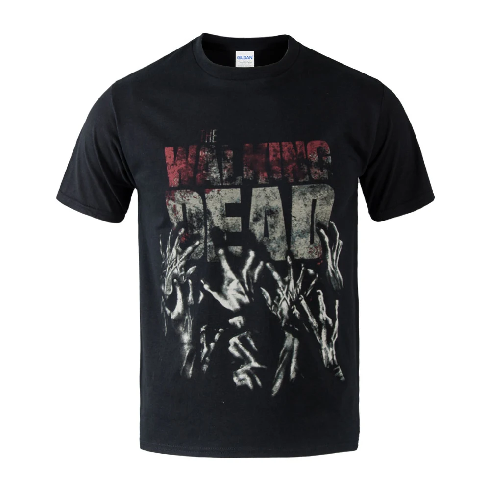 2017 Горячая Распродажа Ходячие мертвецы крови Футболка зомби Мужская 100% хлопок