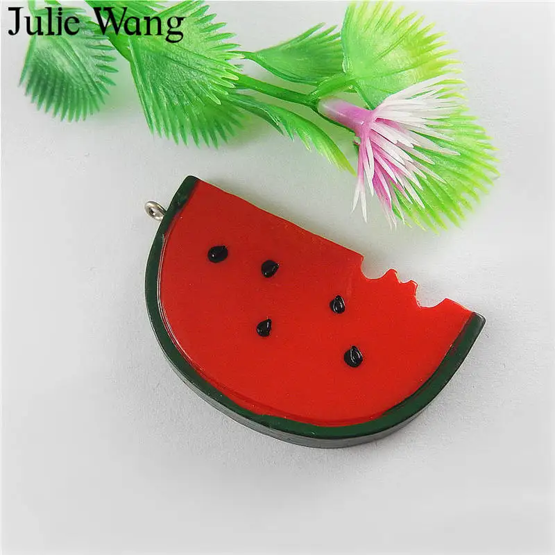 Julie Wang 5 шт. подвески из каучука арбуз фрукты ожерелье серьги фурнитура брелок