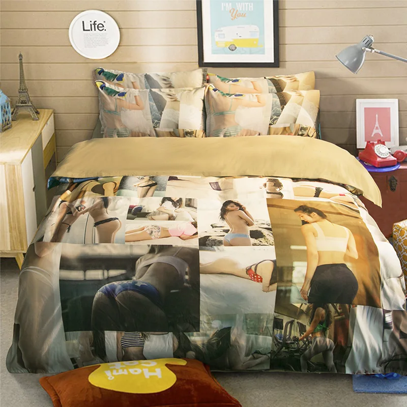 

Free shipping 3d sexy temptation people quilt cover set 3/4pcs twin/full/queen size romantic women bedding set without filler