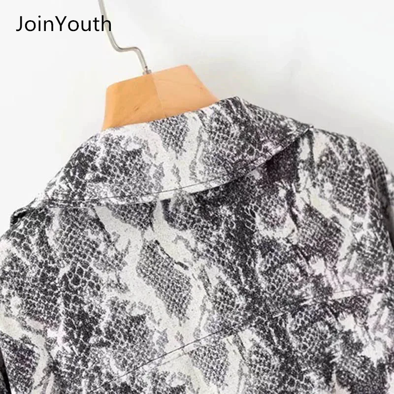 JoinYouth Женская модная Осенняя стильная куртка со змеиным принтом женская