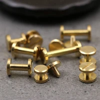 10pcs solid brass binding chicago screws nail stud rivets for photo album leather craft studs belt wallet fasteners 8mm flat cap