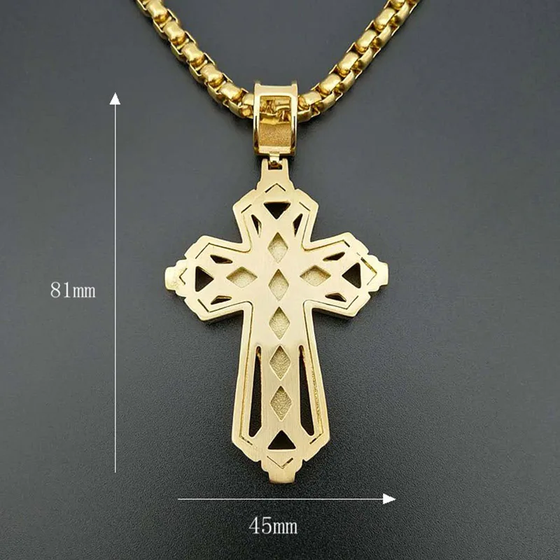 Хип-хоп CZ циркон проложили Bling Iced Out Золото Цвет Нержавеющая сталь большой крест подвески ожерелье для мужчин Христианская молитва ювелирные изделия
