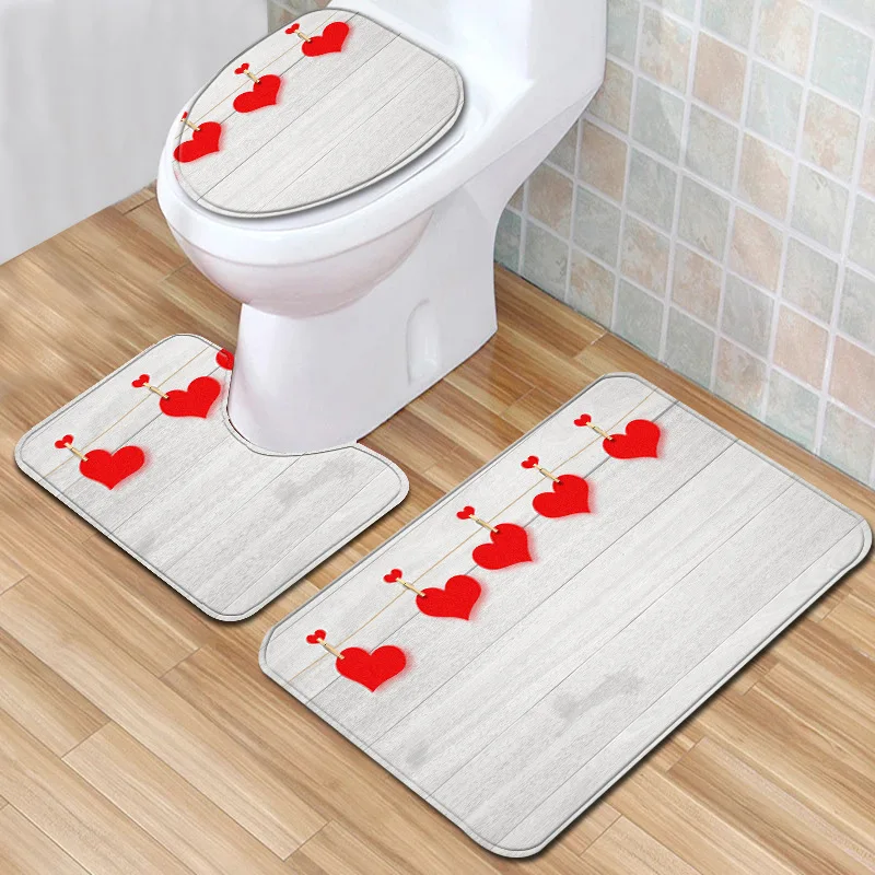 T New Starfish Shell 3 Piece Bathroom Set Rug Anti Slip Bath Rug Toilet Mats Carpet Set for Home Decor Printing Doormat