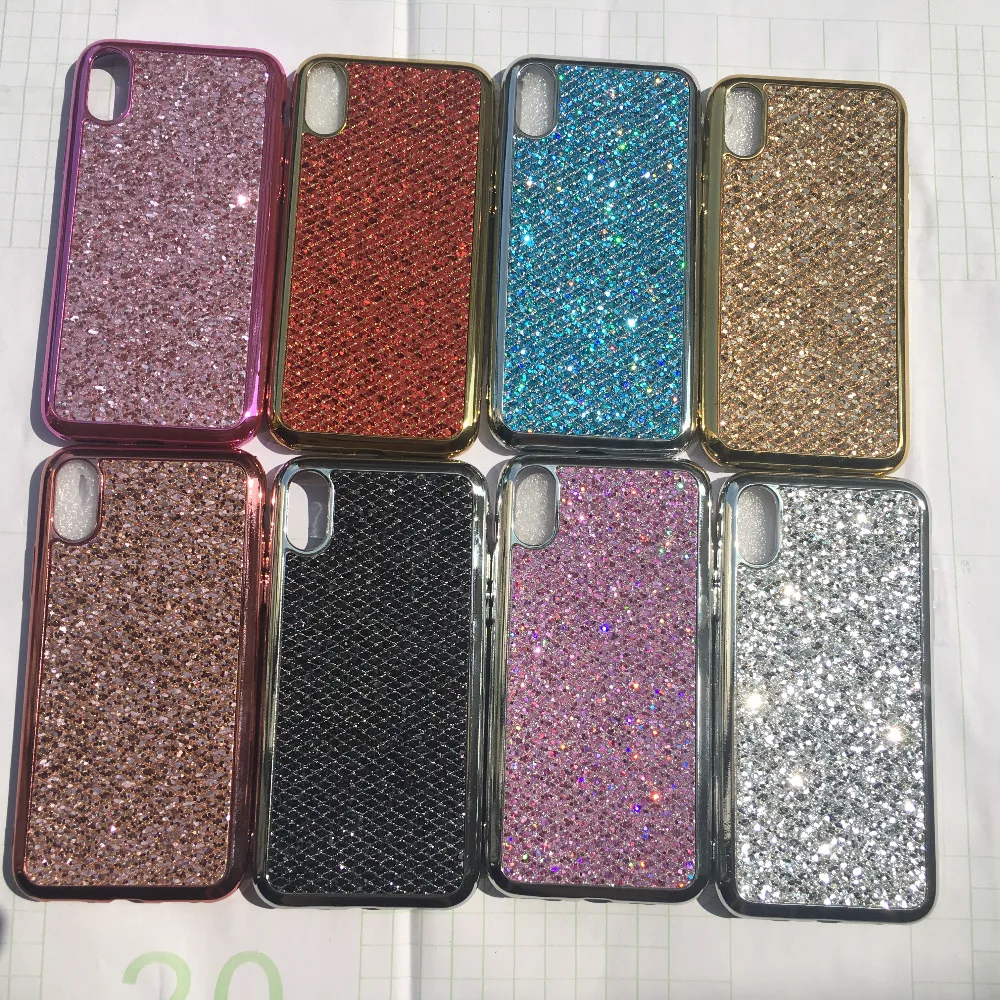 Sequins Phone Case for iPhone X case Silicon Bling Glitter Plating Soft TPU Cover 5 5S SE 6 6s 7 8 plus Fundas |