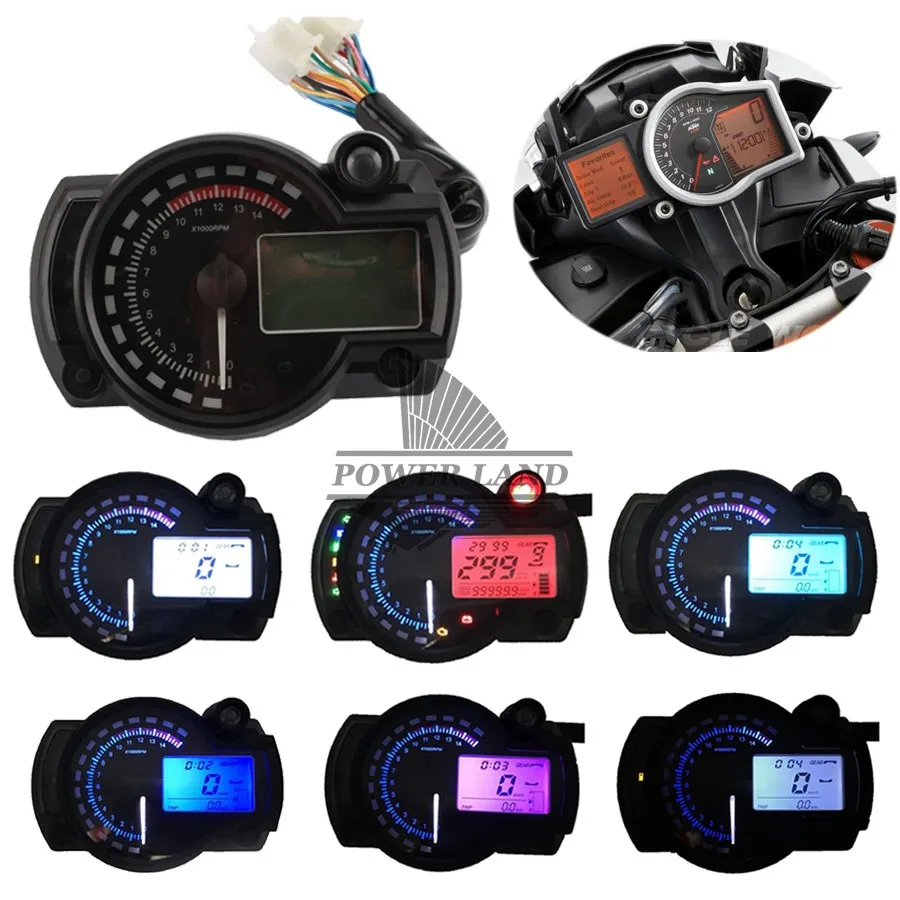 

6colors Motorcycle 12V LCD Digital Backlight Tachometer Tacho Control Gauge Speedometer Odometer Universal For Kawasak Honda KTM