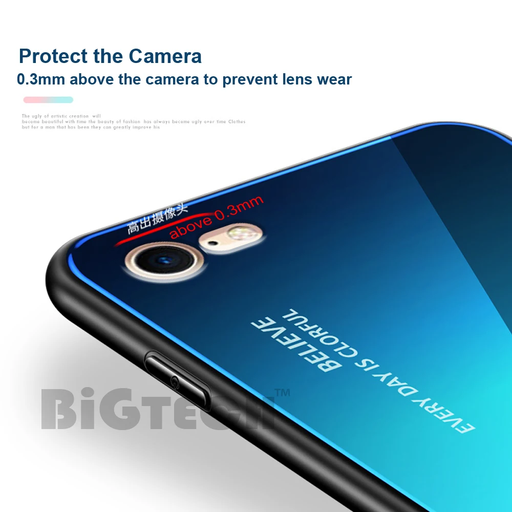 Модный Цветной Стеклянный чехол BiGTECH для iPhone XR X XS Max с мягкими краями 7 6s 8 Plus