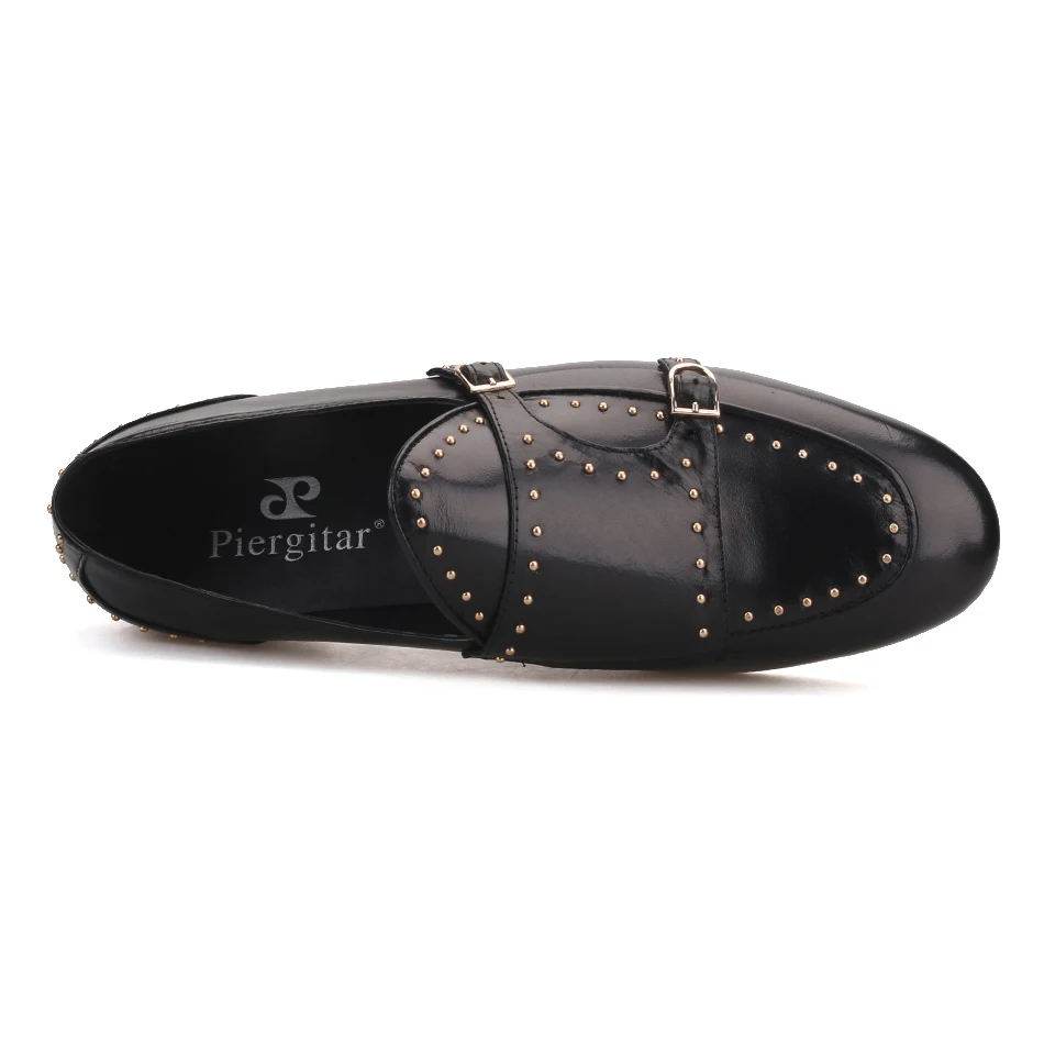 Piergitar brand 2019 Handmade spikes genuine leather men loafers Fashion party and wedding Men dress shoes smoking slippers | Обувь