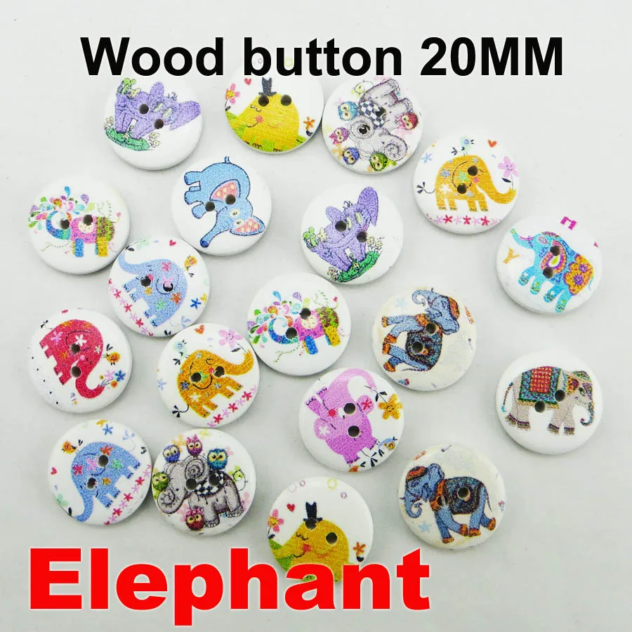 Elephant 100 шт 20 мм музыкальная форма нот Раскрашенные Деревянные Пуговицы Пальто сапоги швейная одежда аксессуар MCB-990 - Цвет: Elephant